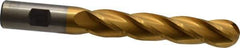 Cleveland - 3/4" Diam, 4" LOC, 4 Flute High Speed Steel Ball End Mill - TiN Finish, Single End, 6-1/4" OAL, 3/4" Shank Diam, Spiral Flute - Eagle Tool & Supply