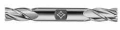 Square End Mill: 15/16'' Dia, 1-7/8'' LOC, 1'' Shank Dia, 6-3/8'' OAL, 4 Flutes, High Speed Steel Double End, TiN Finish, Spiral Flute, 30 ° Helix, Centercutting, RH Cut, RH Flute, Series HD-4C