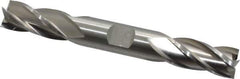 Cleveland - 1/2", 1" LOC, 1/2" Shank Diam, 4-1/2" OAL, 4 Flute, High Speed Steel Square End Mill - Double End, Uncoated, Spiral Flute, 30° Helix, Centercutting, Right Hand Cut, Right Hand Flute, Series HD-4C - Eagle Tool & Supply