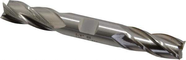 Cleveland - 5/8", 1-3/8" LOC, 5/8" Shank Diam, 5" OAL, 4 Flute, High Speed Steel Square End Mill - Double End, Uncoated, Spiral Flute, 30° Helix, Centercutting, Right Hand Cut, Right Hand Flute, Series HD-4C - Eagle Tool & Supply