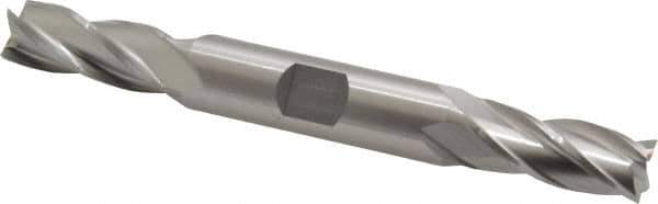 Cleveland - 7/16", 1" LOC, 1/2" Shank Diam, 4-1/2" OAL, 4 Flute, High Speed Steel Square End Mill - Double End, Uncoated, Spiral Flute, 30° Helix, Centercutting, Right Hand Cut, Right Hand Flute, Series HD-4C - Eagle Tool & Supply