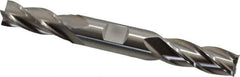 Cleveland - 9/16", 1-3/8" LOC, 5/8" Shank Diam, 5" OAL, 4 Flute, High Speed Steel Square End Mill - Double End, Uncoated, Spiral Flute, 30° Helix, Centercutting, Right Hand Cut, Right Hand Flute, Series HD-4C - Eagle Tool & Supply