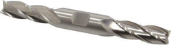 Cleveland - 17/32", 1-3/8" LOC, 5/8" Shank Diam, 5" OAL, 4 Flute, High Speed Steel Square End Mill - Double End, Uncoated, Spiral Flute, 30° Helix, Centercutting, Right Hand Cut, Right Hand Flute, Series HD-4C - Eagle Tool & Supply