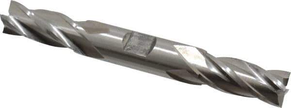 Cleveland - 19/32", 1-3/8" LOC, 5/8" Shank Diam, 5" OAL, 4 Flute, High Speed Steel Square End Mill - Double End, Uncoated, Spiral Flute, 30° Helix, Centercutting, Right Hand Cut, Right Hand Flute, Series HD-4C - Eagle Tool & Supply