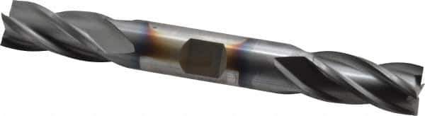 Cleveland - 1/2", 1" LOC, 1/2" Shank Diam, 4-1/2" OAL, 4 Flute, High Speed Steel Square End Mill - Double End, TiCN Finish, Spiral Flute, 30° Helix, Centercutting, Right Hand Cut, Right Hand Flute, Series HD-4C - Eagle Tool & Supply