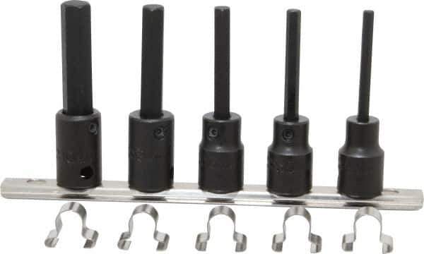 Proto - 5 Piece 3/8" Drive Metric Impact Hex Bit Socket Set - 4 to 10mm Hex - Eagle Tool & Supply