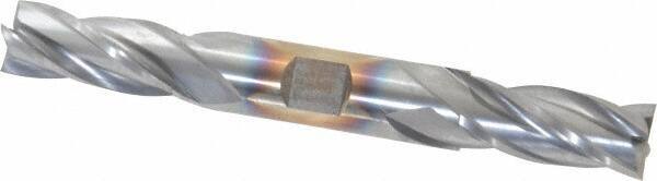 Cleveland - 19/32", 1-3/8" LOC, 5/8" Shank Diam, 5" OAL, 4 Flute, High Speed Steel Square End Mill - Double End, TiCN Finish, Spiral Flute, 30° Helix, Centercutting, Right Hand Cut, Right Hand Flute, Series HD-4C - Eagle Tool & Supply