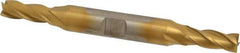 Cleveland - 17/64", 11/16" LOC, 3/8" Shank Diam, 3-3/8" OAL, 4 Flute, High Speed Steel Square End Mill - Double End, TiN Finish, Spiral Flute, 30° Helix, Centercutting, Right Hand Cut, Right Hand Flute, Series HD-4C - Eagle Tool & Supply