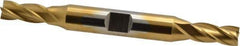 Cleveland - 9/32", 0.688" LOC, 3/8" Shank Diam, 3-3/8" OAL, 4 Flute, High Speed Steel Square End Mill - Double End, TiN Finish, Spiral Flute, 30° Helix, Centercutting, Right Hand Cut, Right Hand Flute, Series HD-4C - Eagle Tool & Supply