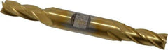 Cleveland - 25/64", 1" LOC, 1/2" Shank Diam, 4-1/2" OAL, 4 Flute, High Speed Steel Square End Mill - Double End, TiN Finish, Spiral Flute, 30° Helix, Centercutting, Right Hand Cut, Right Hand Flute, Series HD-4C - Eagle Tool & Supply