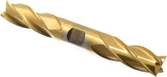 Cleveland - 3/4", 1-5/8" LOC, 3/4" Shank Diam, 5-5/8" OAL, 4 Flute, High Speed Steel Square End Mill - Double End, TiN Finish, Spiral Flute, 30° Helix, Centercutting, Right Hand Cut, Right Hand Flute, Series HD-4C - Eagle Tool & Supply