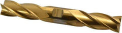 Cleveland - 7/8", 1-7/8" LOC, 7/8" Shank Diam, 6-1/8" OAL, 4 Flute, High Speed Steel Square End Mill - Double End, TiN Finish, Spiral Flute, 30° Helix, Centercutting, Right Hand Cut, Right Hand Flute, Series HD-4C - Eagle Tool & Supply