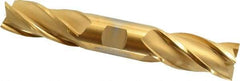 Cleveland - 1", 1-7/8" LOC, 1" Shank Diam, 6-3/8" OAL, 4 Flute, High Speed Steel Square End Mill - Double End, TiN Finish, Spiral Flute, 30° Helix, Centercutting, Right Hand Cut, Right Hand Flute, Series HD-4C - Eagle Tool & Supply