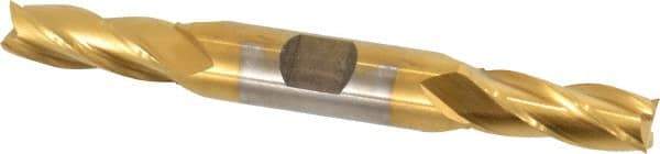 Cleveland - 13/32", 1" LOC, 1/2" Shank Diam, 4-1/2" OAL, 4 Flute, High Speed Steel Square End Mill - Double End, TiN Finish, Spiral Flute, 30° Helix, Centercutting, Right Hand Cut, Right Hand Flute, Series HD-4C - Eagle Tool & Supply