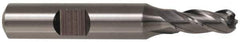 Cleveland - 1" Diam, 2" LOC, 4 Flute High Speed Steel Ball End Mill - TiN Finish, Single End, 4-1/2" OAL, 1" Shank Diam, Spiral Flute - Eagle Tool & Supply