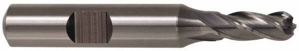Cleveland - 5/8" Diam, 2-1/2" LOC, 4 Flute High Speed Steel Ball End Mill - Uncoated, Single End, 3-1/4" OAL, 5/8" Shank Diam, Spiral Flute - Eagle Tool & Supply