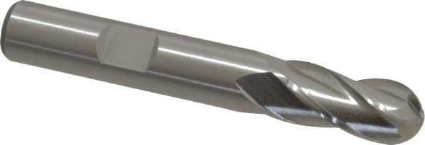 Cleveland - 3/8" Diam, 3/4" LOC, 4 Flute High Speed Steel Ball End Mill - Uncoated, Single End, 2-1/2" OAL, 3/8" Shank Diam, Spiral Flute - Eagle Tool & Supply