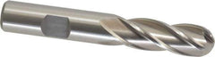 Cleveland - 1/2" Diam, 1-1/4" LOC, 4 Flute High Speed Steel Ball End Mill - Uncoated, Single End, 3-1/4" OAL, 1/2" Shank Diam, Spiral Flute - Eagle Tool & Supply