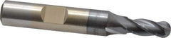 Cleveland - 1/4" Diam, 5/8" LOC, 4 Flute High Speed Steel Ball End Mill - TiCN Finish, Single End, 2-7/16" OAL, 3/8" Shank Diam, Spiral Flute - Eagle Tool & Supply
