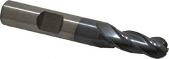 Cleveland - 5/16" Diam, 3/4" LOC, 4 Flute High Speed Steel Ball End Mill - TiCN Finish, Single End, 2-1/2" OAL, 3/8" Shank Diam, Spiral Flute - Eagle Tool & Supply