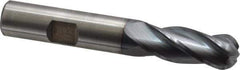 Cleveland - 1/2" Diam, 1-1/4" LOC, 4 Flute High Speed Steel Ball End Mill - TiCN Finish, Single End, 3-1/4" OAL, 1/2" Shank Diam, Spiral Flute - Eagle Tool & Supply