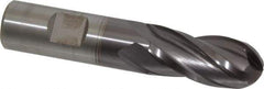 Cleveland - 3/4" Diam, 1-5/8" LOC, 4 Flute High Speed Steel Ball End Mill - TiCN Finish, Single End, 3-7/8" OAL, 3/4" Shank Diam, Spiral Flute - Eagle Tool & Supply