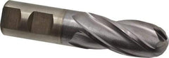 Cleveland - 1" Diam, 2" LOC, 4 Flute High Speed Steel Ball End Mill - TiCN Finish, Single End, 4-1/2" OAL, 1" Shank Diam, Spiral Flute - Eagle Tool & Supply