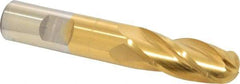 Cleveland - 5/8" Diam, 1-5/8" LOC, 4 Flute High Speed Steel Ball End Mill - TiN Finish, Single End, 3-3/4" OAL, 5/8" Shank Diam, Spiral Flute - Eagle Tool & Supply