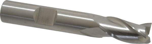Cleveland - 3/8", 3/4" LOC, 3/8" Shank Diam, 2-1/2" OAL, 3 Flute, High Speed Steel Square End Mill - Single End, Uncoated, Spiral Flute, 30° Helix, Centercutting, Right Hand Cut, Right Hand Flute, Series HG-3 - Eagle Tool & Supply