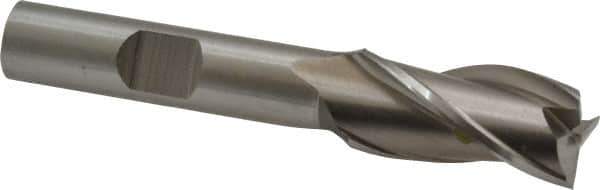 Cleveland - 1/2", 1" LOC, 3/8" Shank Diam, 2-11/16" OAL, 3 Flute, High Speed Steel Square End Mill - Single End, Uncoated, Spiral Flute, 30° Helix, Centercutting, Right Hand Cut, Right Hand Flute, Series HG-3 - Eagle Tool & Supply