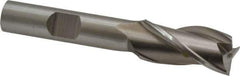 Cleveland - 1/2", 1" LOC, 3/8" Shank Diam, 2-11/16" OAL, 3 Flute, High Speed Steel Square End Mill - Single End, Uncoated, Spiral Flute, 30° Helix, Centercutting, Right Hand Cut, Right Hand Flute, Series HG-3 - Eagle Tool & Supply