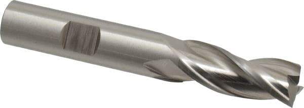 Cleveland - 1/2", 1-1/4" LOC, 1/2" Shank Diam, 3-1/4" OAL, 3 Flute, High Speed Steel Square End Mill - Single End, Uncoated, Spiral Flute, 30° Helix, Centercutting, Right Hand Cut, Right Hand Flute, Series HG-3 - Eagle Tool & Supply