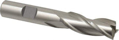 Cleveland - 9/16", 1-3/8" LOC, 1/2" Shank Diam, 3-3/8" OAL, 3 Flute, High Speed Steel Square End Mill - Single End, Uncoated, Spiral Flute, 30° Helix, Centercutting, Right Hand Cut, Right Hand Flute, Series HG-3 - Eagle Tool & Supply