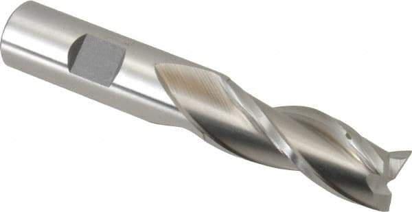 Cleveland - 5/8", 1-5/8" LOC, 5/8" Shank Diam, 3-1/4" OAL, 3 Flute, High Speed Steel Square End Mill - Single End, Uncoated, Spiral Flute, 30° Helix, Centercutting, Right Hand Cut, Right Hand Flute, Series HG-3 - Eagle Tool & Supply