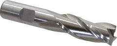 Cleveland - 11/16", 1-5/8" LOC, 5/8" Shank Diam, 3-3/4" OAL, 3 Flute, High Speed Steel Square End Mill - Single End, Uncoated, Spiral Flute, 30° Helix, Centercutting, Right Hand Cut, Right Hand Flute, Series HG-3 - Eagle Tool & Supply