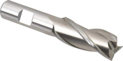 Cleveland - 13/16", 1-7/8" LOC, 5/8" Shank Diam, 4" OAL, 3 Flute, High Speed Steel Square End Mill - Single End, Uncoated, Spiral Flute, 30° Helix, Centercutting, Right Hand Cut, Right Hand Flute, Series HG-3 - Eagle Tool & Supply
