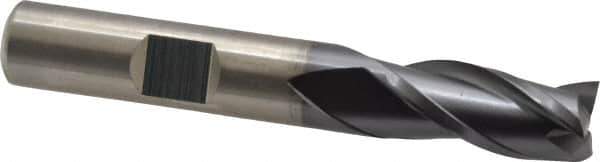 Cleveland - 3/8", 3/4" LOC, 3/8" Shank Diam, 2-1/2" OAL, 3 Flute, High Speed Steel Square End Mill - Single End, TiCN Finish, Spiral Flute, 30° Helix, Centercutting, Right Hand Cut, Right Hand Flute, Series HG-3 - Eagle Tool & Supply