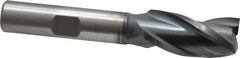 Cleveland - 1/2", 1" LOC, 3/8" Shank Diam, 2-11/16" OAL, 3 Flute, High Speed Steel Square End Mill - Single End, TiCN Finish, Spiral Flute, 30° Helix, Centercutting, Right Hand Cut, Right Hand Flute, Series HG-3 - Eagle Tool & Supply
