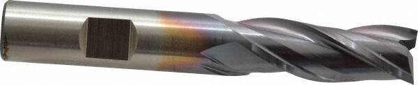 Cleveland - 1/2", 1-1/4" LOC, 1/2" Shank Diam, 3-1/4" OAL, 3 Flute, High Speed Steel Square End Mill - Single End, TiCN Finish, Spiral Flute, 30° Helix, Centercutting, Right Hand Cut, Right Hand Flute, Series HG-3 - Eagle Tool & Supply