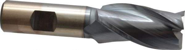 Cleveland - 1", 1-7/8" LOC, 3/4" Shank Diam, 4-1/8" OAL, 3 Flute, High Speed Steel Square End Mill - Single End, TiCN Finish, Spiral Flute, 30° Helix, Centercutting, Right Hand Cut, Right Hand Flute, Series HG-3 - Eagle Tool & Supply