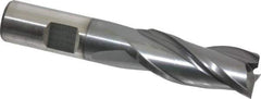 Cleveland - 11/16", 1-5/8" LOC, 5/8" Shank Diam, 3-1/4" OAL, 3 Flute, High Speed Steel Square End Mill - Single End, TiCN Finish, Spiral Flute, 30° Helix, Centercutting, Right Hand Cut, Right Hand Flute, Series HG-3 - Eagle Tool & Supply