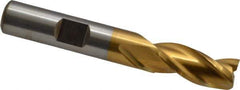 Cleveland - 3/8", 3/4" LOC, 3/8" Shank Diam, 2-1/2" OAL, 3 Flute, High Speed Steel Square End Mill - Single End, TiN Finish, Spiral Flute, 30° Helix, Centercutting, Right Hand Cut, Right Hand Flute, Series HG-3 - Eagle Tool & Supply