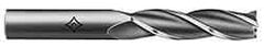 Cleveland - 7/8", 3-1/2" LOC, 7/8" Shank Diam, 5-3/4" OAL, 3 Flute, High Speed Steel Square End Mill - Single End, TiN Finish, Spiral Flute, 30° Helix, Centercutting, Right Hand Cut, Right Hand Flute, Series HG-3 - Eagle Tool & Supply