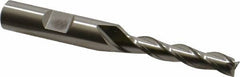 Cleveland - 1/4", 1-1/4" LOC, 3/8" Shank Diam, 3-1/16" OAL, 3 Flute, High Speed Steel Square End Mill - Single End, Uncoated, Spiral Flute, 30° Helix, Centercutting, Right Hand Cut, Right Hand Flute, Series HG-3 - Eagle Tool & Supply