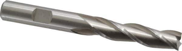 Cleveland - 3/8", 1-1/2" LOC, 3/8" Shank Diam, 3-1/4" OAL, 3 Flute, High Speed Steel Square End Mill - Single End, Uncoated, Spiral Flute, 30° Helix, Centercutting, Right Hand Cut, Right Hand Flute, Series HG-3 - Eagle Tool & Supply