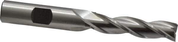 Cleveland - 7/16", 1-3/4" LOC, 1/2" Shank Diam, 3-1/4" OAL, 3 Flute, High Speed Steel Square End Mill - Single End, Uncoated, Spiral Flute, 30° Helix, Centercutting, Right Hand Cut, Right Hand Flute, Series HG-3 - Eagle Tool & Supply