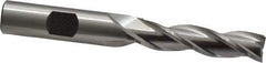 Cleveland - 7/16", 1-3/4" LOC, 1/2" Shank Diam, 3-1/4" OAL, 3 Flute, High Speed Steel Square End Mill - Single End, Uncoated, Spiral Flute, 30° Helix, Centercutting, Right Hand Cut, Right Hand Flute, Series HG-3 - Eagle Tool & Supply