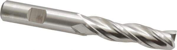 Cleveland - 1/2", 2" LOC, 1/2" Shank Diam, 4" OAL, 3 Flute, High Speed Steel Square End Mill - Single End, Uncoated, Spiral Flute, 30° Helix, Centercutting, Right Hand Cut, Right Hand Flute, Series HG-3 - Eagle Tool & Supply