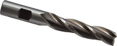 Cleveland - 5/8", 2-1/2" LOC, 5/8" Shank Diam, 4-5/8" OAL, 3 Flute, High Speed Steel Square End Mill - Single End, Uncoated, Spiral Flute, 30° Helix, Centercutting, Right Hand Cut, Right Hand Flute, Series HG-3 - Eagle Tool & Supply