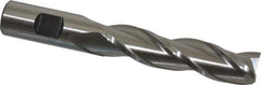 Cleveland - 3/4", 3" LOC, 3/4" Shank Diam, 5-1/4" OAL, 3 Flute, High Speed Steel Square End Mill - Single End, Uncoated, Spiral Flute, 30° Helix, Centercutting, Right Hand Cut, Right Hand Flute, Series HG-3 - Eagle Tool & Supply